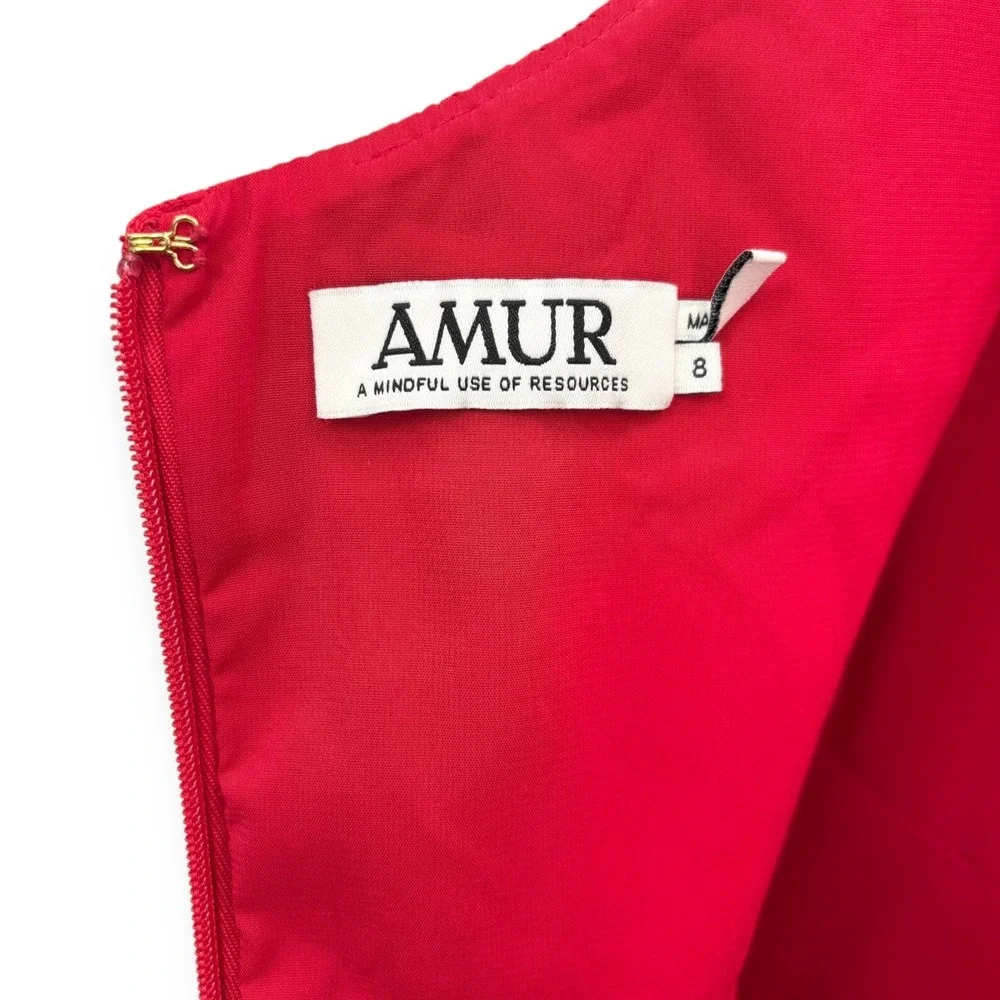 NWT AMUR Cherry Drop Waist Pleated Midi Dress in Red - Size 8‎ - Picture 14 of 16